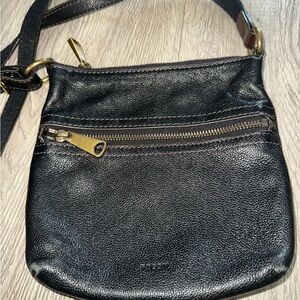 Vtg 90’s Black Leather Small Crossbody Bag Purse